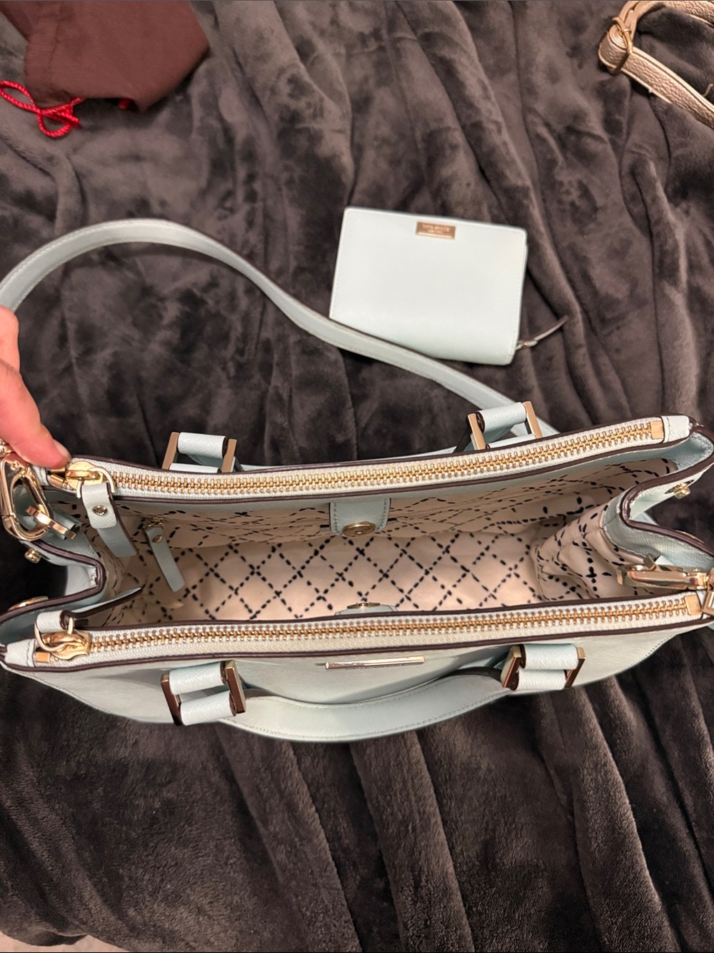 kate spade Pale Blue Structured Satchel with Matching Wallet - Picture 3 of 14